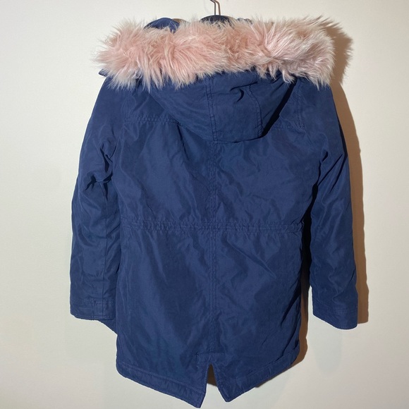 Girls navy/pink Abercrombie winter coat - Picture 2 of 2